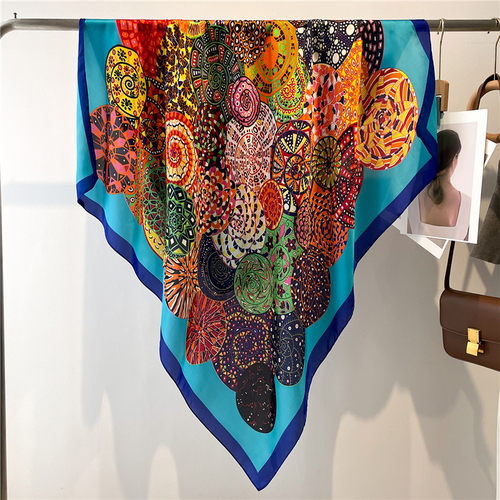 Fashion Scarves Women Shawl Silk Feeling Satin Hijabs Female Foulard Square Muslim Ladies Print Scarf Beach Headscarf