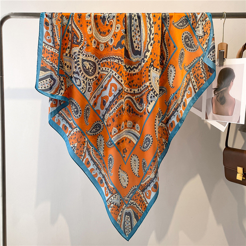 Fashion Scarves Women Shawl Silk Feeling Satin Hijabs Female Foulard Square Muslim Ladies Print Scarf Beach Headscarf