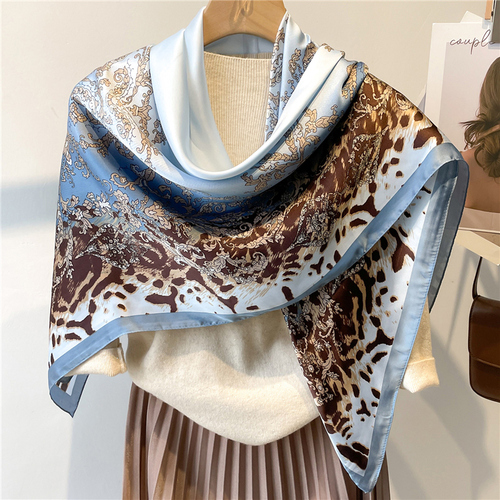 Fashion Scarves Women Shawl Silk Feeling Satin Hijabs Female Foulard Square Muslim Ladies Print Scarf Beach Headscarf