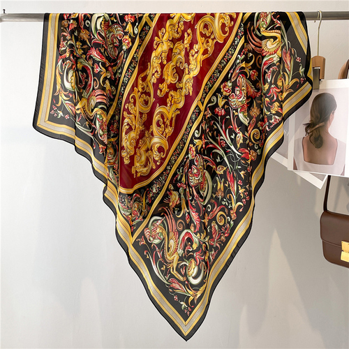 Fashion Scarves Women Shawl Silk Feeling Satin Hijabs Female Foulard Square Muslim Ladies Print Scarf Beach Headscarf