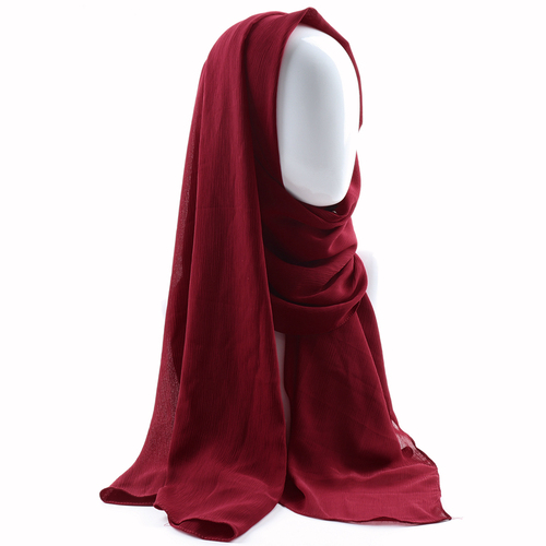 Women solid plain crepe chiffon muslim wedding hijab scarf wraps soft long shawls crinkle chiffon muslim hijab