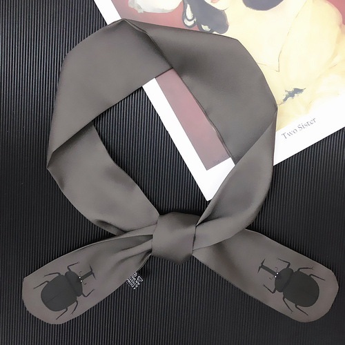 New 90cm*5cm natural insects Printed Small Scarf Women Silk Scarf Headband Long Scarves Bag Accessories Ribbon