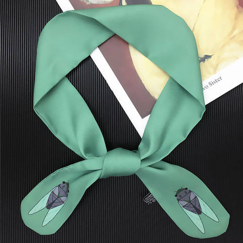 New 90cm*5cm natural insects Printed Small Scarf Women Silk Scarf Headband Long Scarves Bag Accessories Ribbon