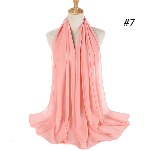 New malaysia solid color scarf fashion women peal chiffon headscarf 