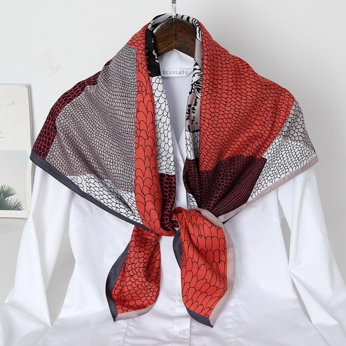 New fashion elegant polyester twill silk over size 90cm big square silk scarf foulards