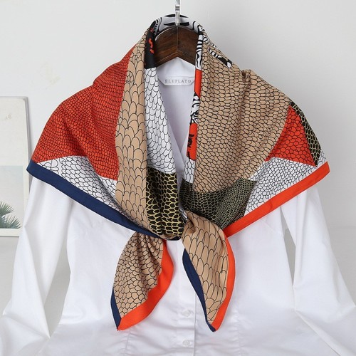 New fashion elegant polyester twill silk over size 90cm big square silk scarf foulards