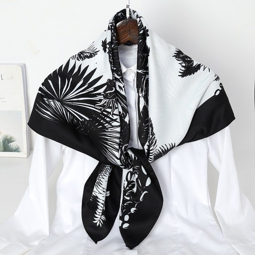 New fashion elegant polyester twill silk over size 90cm big square silk scarf foulards