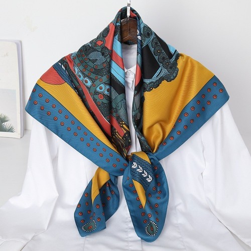 New fashion elegant polyester twill silk over size 90cm big square silk scarf foulards