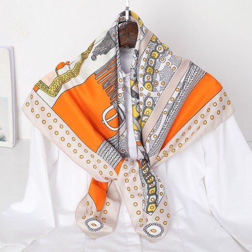 New fashion elegant polyester twill silk over size 90cm big square silk scarf foulards