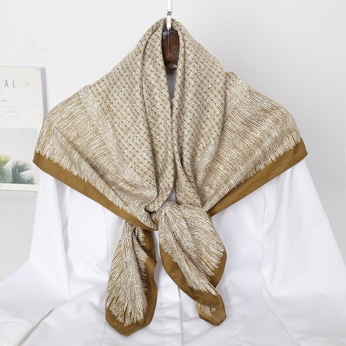 New fashion elegant polyester twill silk over size 90cm big square silk scarf foulards