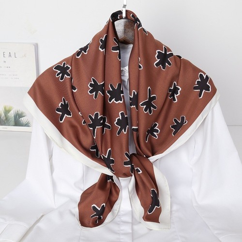 New fashion elegant polyester twill silk over size 90cm big square silk scarf foulards
