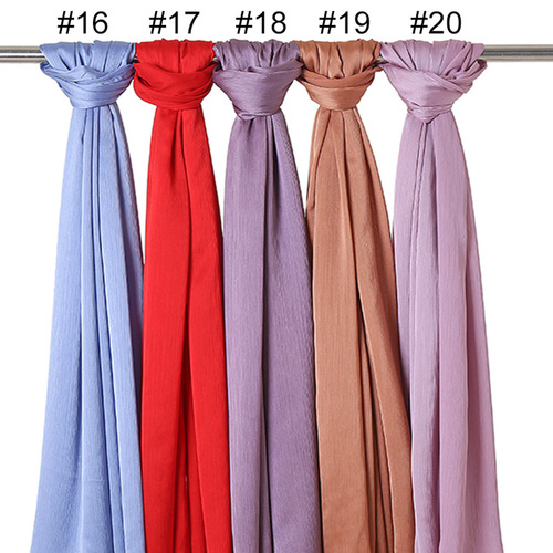 Embroidered crepe crinkle in chiffon hijabs shawl muslim women dubai chiffon pleated 180x75 plain scarf