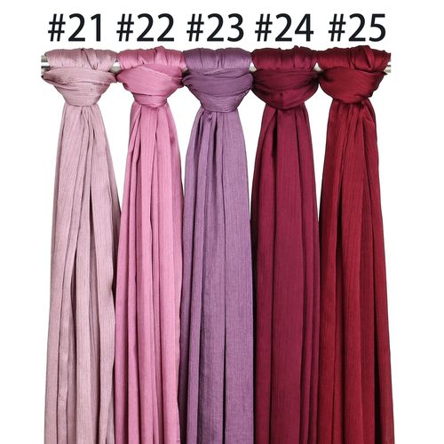 Embroidered crepe crinkle in chiffon hijabs shawl muslim women dubai chiffon pleated 180x75 plain scarf