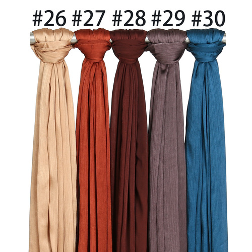 Embroidered crepe crinkle in chiffon hijabs shawl muslim women dubai chiffon pleated 180x75 plain scarf