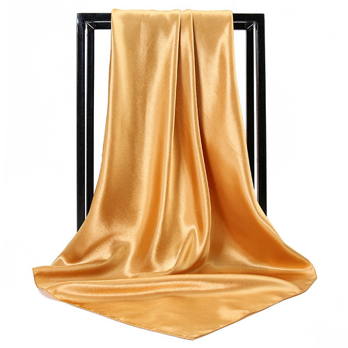 90*90 Large Hijab Solid Color Polyester New Design Islamic Lady Shawl Muslim Woman Plain Silk Hijab Scarf