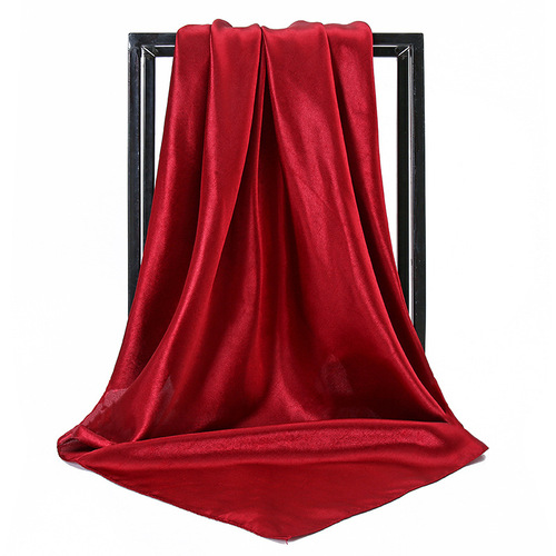 90*90 Large Hijab Solid Color Polyester New Design Islamic Lady Shawl Muslim Woman Plain Silk Hijab Scarf