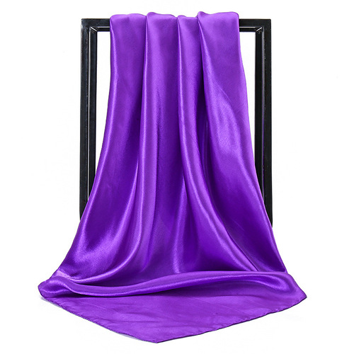 90*90 Large Hijab Solid Color Polyester New Design Islamic Lady Shawl Muslim Woman Plain Silk Hijab Scarf