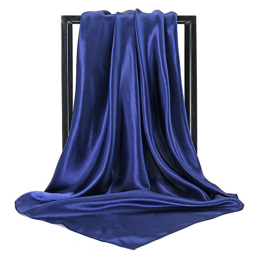 90*90 Large Hijab Solid Color Polyester New Design Islamic Lady Shawl Muslim Woman Plain Silk Hijab Scarf