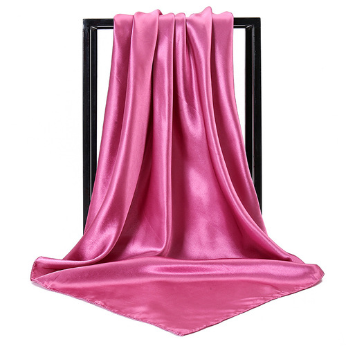 90*90 Large Hijab Solid Color Polyester New Design Islamic Lady Shawl Muslim Woman Plain Silk Hijab Scarf