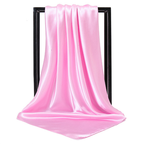 90*90 Large Hijab Solid Color Polyester New Design Islamic Lady Shawl Muslim Woman Plain Silk Hijab Scarf
