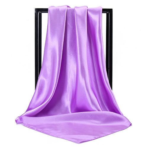 90*90 Large Hijab Solid Color Polyester New Design Islamic Lady Shawl Muslim Woman Plain Silk Hijab Scarf