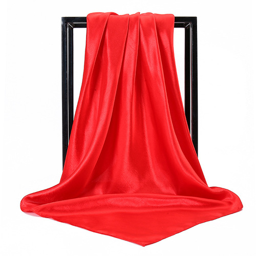 90*90 Large Hijab Solid Color Polyester New Design Islamic Lady Shawl Muslim Woman Plain Silk Hijab Scarf