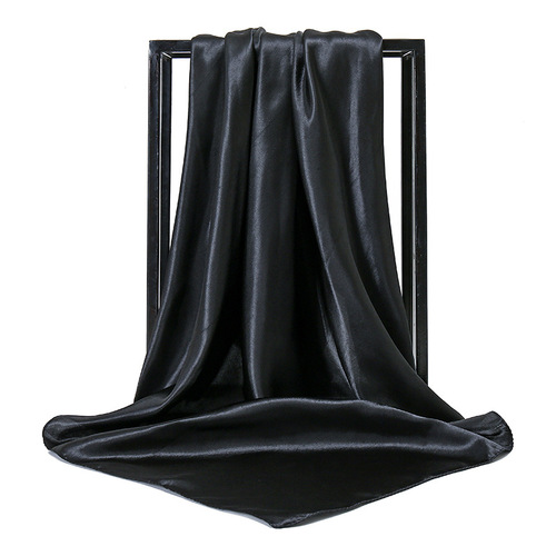 90*90 Large Hijab Solid Color Polyester New Design Islamic Lady Shawl Muslim Woman Plain Silk Hijab Scarf