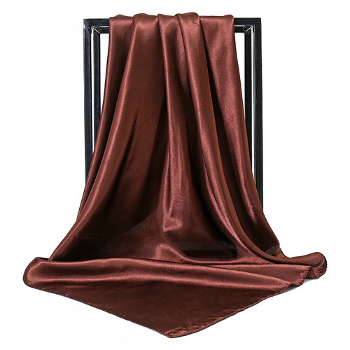 90*90 Large Hijab Solid Color Polyester New Design Islamic Lady Shawl Muslim Woman Plain Silk Hijab Scarf