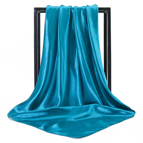 90*90 Large Hijab Solid Color Polyester New Design Islamic Lady Shawl Muslim Woman Plain Silk Hijab Scarf
