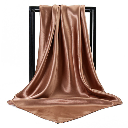 90*90 Large Hijab Solid Color Polyester New Design Islamic Lady Shawl Muslim Woman Plain Silk Hijab Scarf
