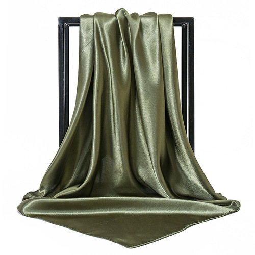 90*90 Large Hijab Solid Color Polyester New Design Islamic Lady Shawl Muslim Woman Plain Silk Hijab Scarf