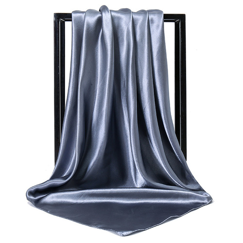 90*90 Large Hijab Solid Color Polyester New Design Islamic Lady Shawl Muslim Woman Plain Silk Hijab Scarf