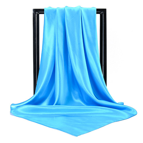 90*90 Large Hijab Solid Color Polyester New Design Islamic Lady Shawl Muslim Woman Plain Silk Hijab Scarf
