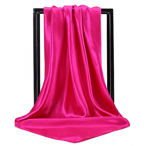 90*90 Large Hijab Solid Color Polyester New Design Islamic Lady Shawl Muslim Woman Plain Silk Hijab Scarf