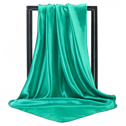90*90 Large Hijab Solid Color Polyester New Design Islamic Lady Shawl Muslim Woman Plain Silk Hijab Scarf