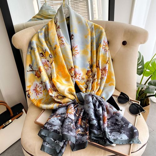Fashion foulard  digital printing long silk scarves 100% silk scarf 90*180cm