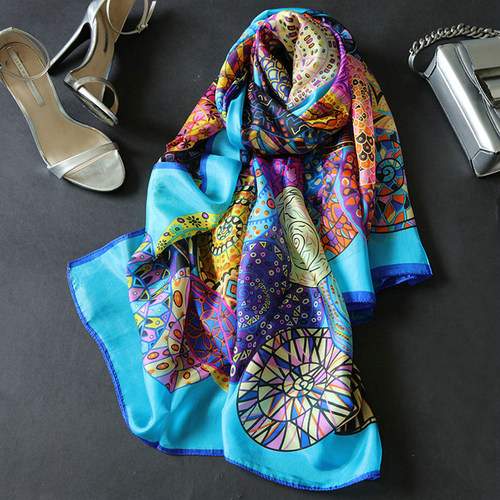 Silk Scarf Printed Silk Scarves Pure 100% High Quality Silk Plain Women Long