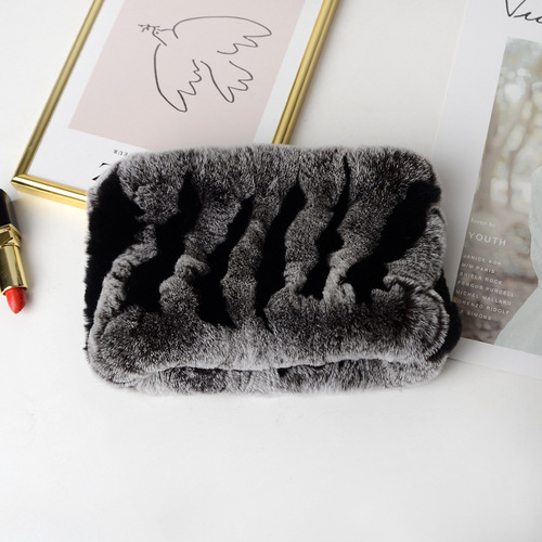 Winter Knit Rex Rabbit Fur Headbands High Elastic Knitted Neck Warmer Scarves for Women