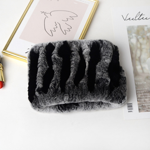Winter Knit Rex Rabbit Fur Headbands High Elastic Knitted Neck Warmer Scarves for Women