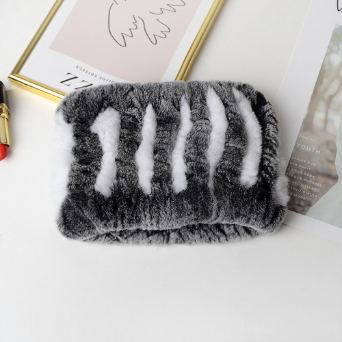 Winter Knit Rex Rabbit Fur Headbands High Elastic Knitted Neck Warmer Scarves for Women