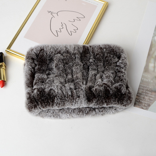 Winter Knit Rex Rabbit Fur Headbands High Elastic Knitted Neck Warmer Scarves for Women