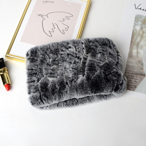 Winter Knit Rex Rabbit Fur Headbands High Elastic Knitted Neck Warmer Scarves for Women