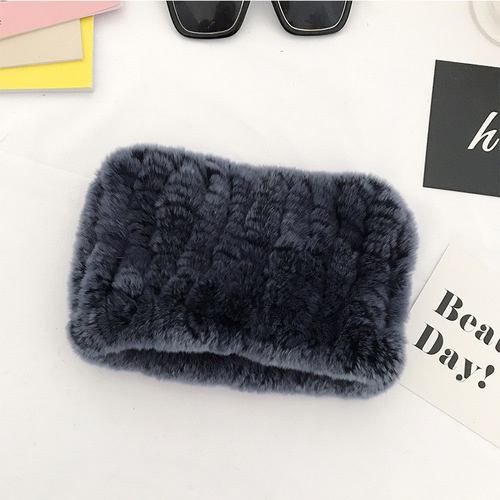 Winter Knit Rex Rabbit Fur Headbands High Elastic Knitted Neck Warmer Scarves for Women
