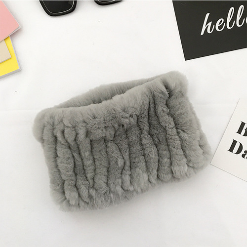 Winter Knit Rex Rabbit Fur Headbands High Elastic Knitted Neck Warmer Scarves for Women