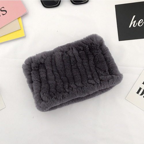 Winter Knit Rex Rabbit Fur Headbands High Elastic Knitted Neck Warmer Scarves for Women