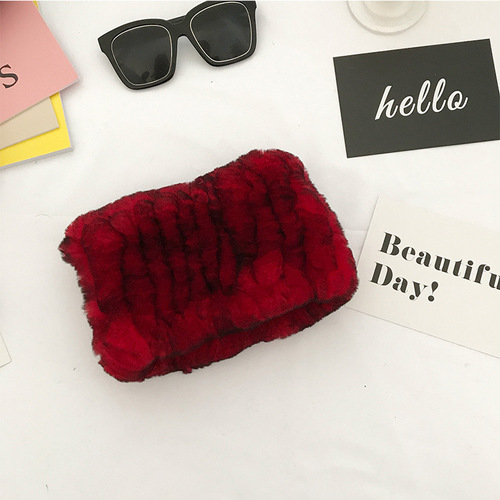 Winter Knit Rex Rabbit Fur Headbands High Elastic Knitted Neck Warmer Scarves for Women