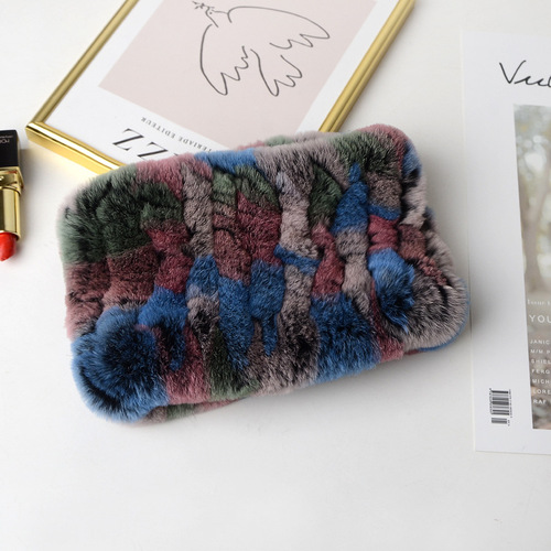 Winter Knit Rex Rabbit Fur Headbands High Elastic Knitted Neck Warmer Scarves for Women