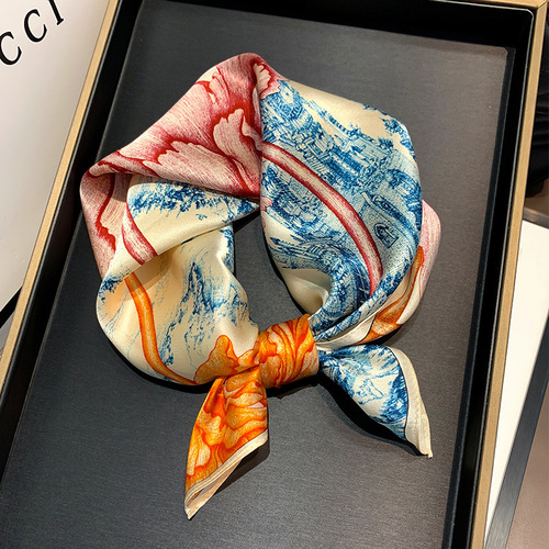 Luxury Silk Scarves For Women  Floral 100% Real Silk Scarf Square 53*53cm Mulberry Silk Scarves Hair Accessories
