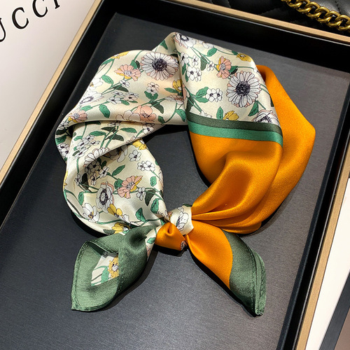 Luxury Silk Scarves For Women  Floral 100% Real Silk Scarf Square 53*53cm Mulberry Silk Scarves Hair Accessories