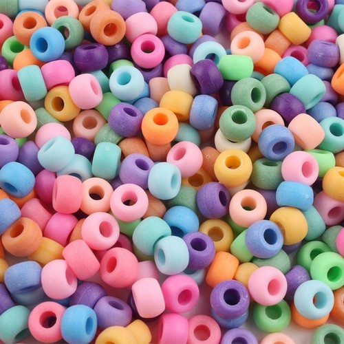  6*9mm Candy Color Beads for Kids Bracelets Jewelry DIY Plastic Spacer Beads Acrylic Matte Pony Beads